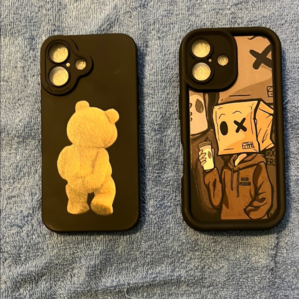 Black Bear and Cartoon Design Phone Cases